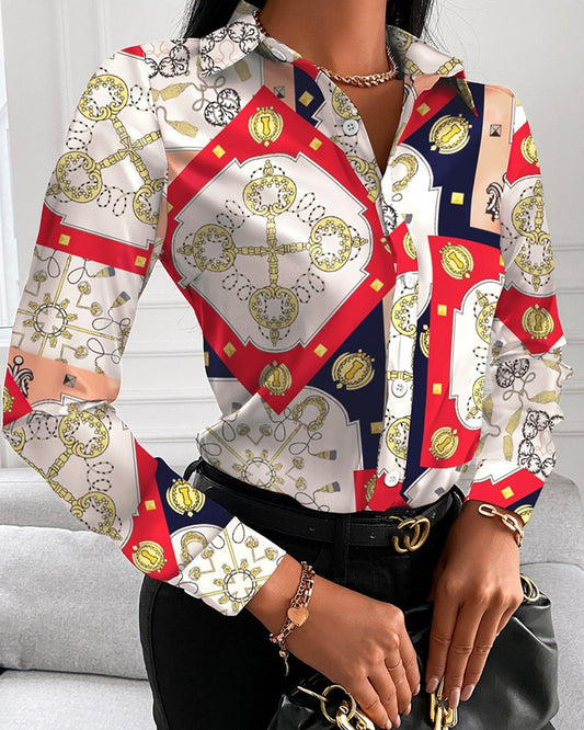 Women's Fashion Long Sleeve Blouses with Unique Prints