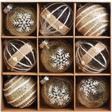 9 Pcs Gold Christmas Ball Decor Set - Shatterproof Hanging Balls