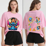 Disney Lilo and Stitch Ohana Print Cotton T-Shirt for Women