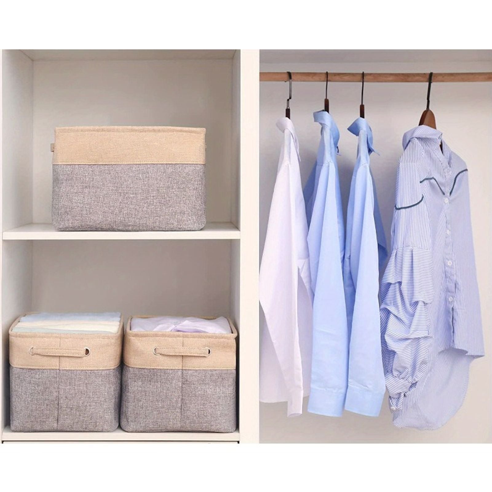 Foldable Linen Storage Bins with Handles for Organizing