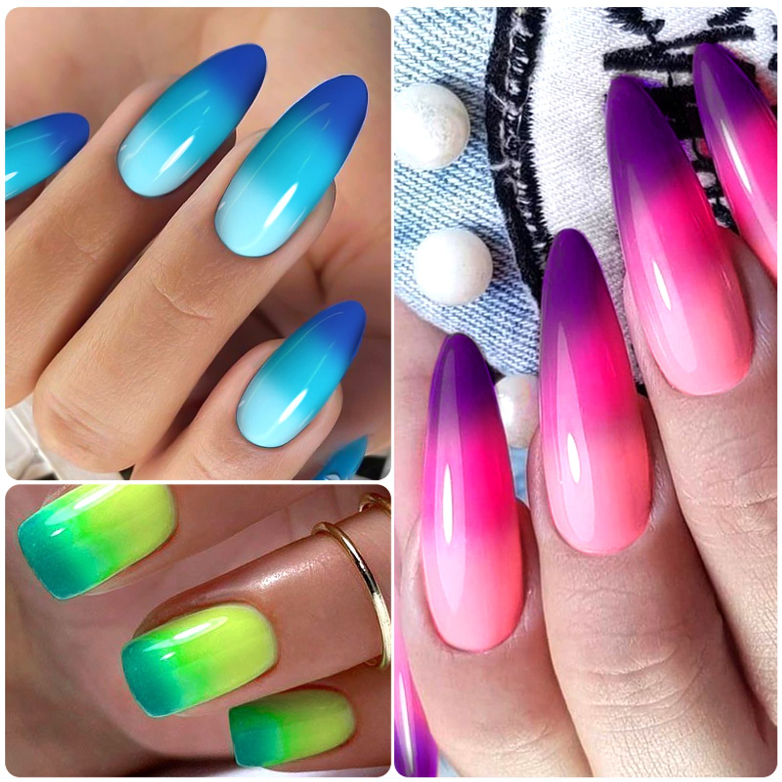 6pcs Thermal Gel Nail Polish Set with Gold Foils