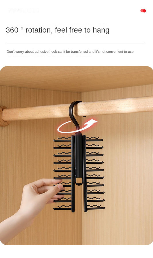 Rotatable 20-Hook Silk Scarf and Tie Storage Rack