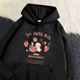 Women's Cute Strawberry Rabbit Printed Hoodie