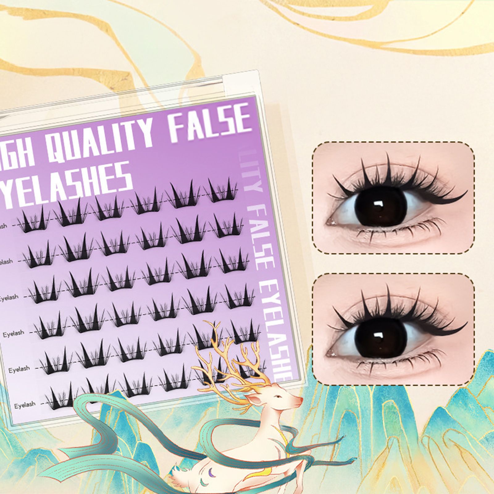 Natural False Eyelashes for Eye-Lifting Effect