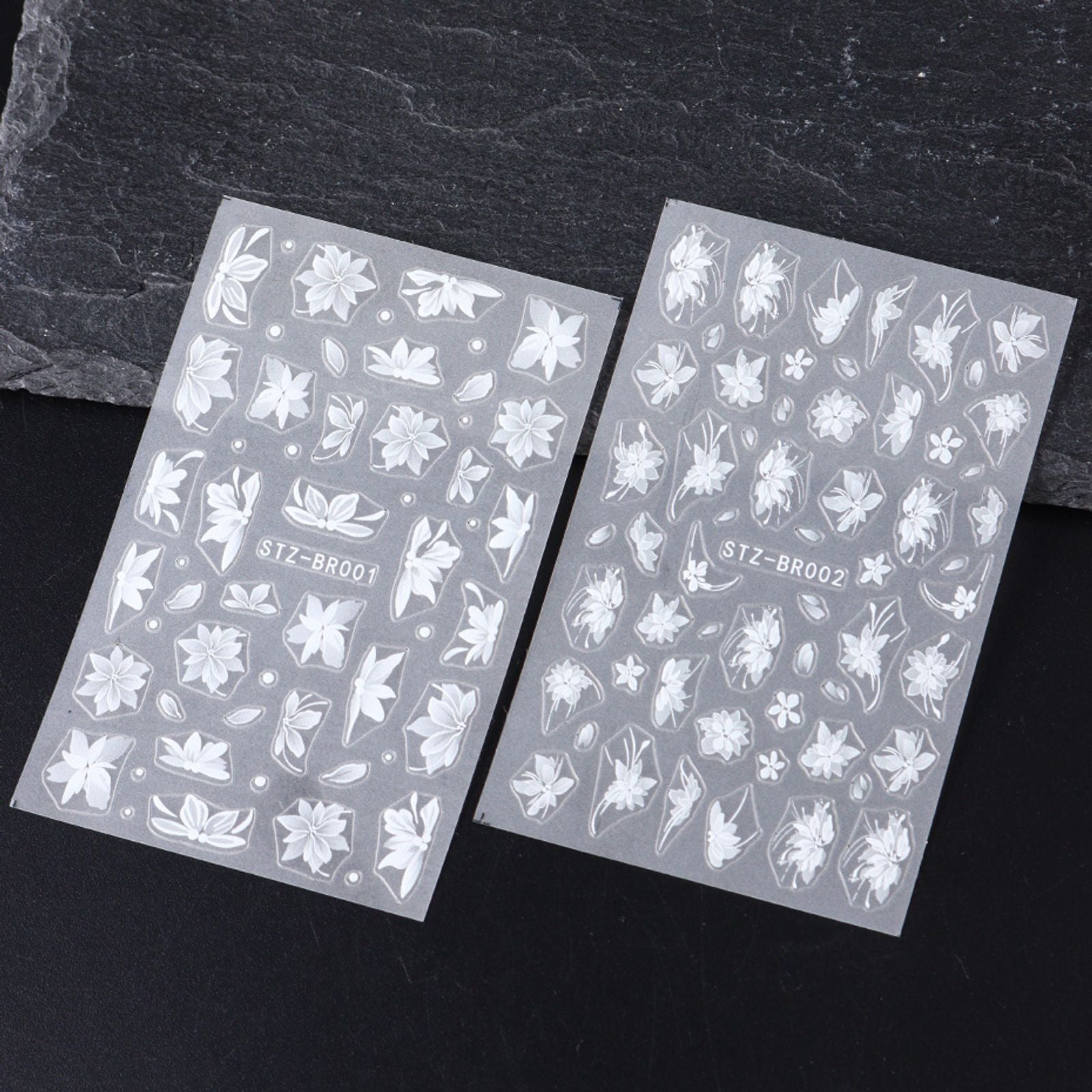 3D White Flower Nail Art Stickers