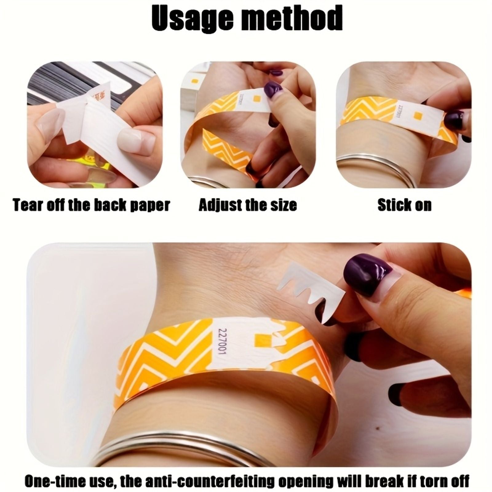 100/400pcs Fluorescent Numbered Wristbands - Multicolor Disposable Bracelets