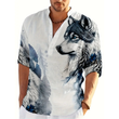 Men's Oversized Wolf 3D Printed Henley Shirt