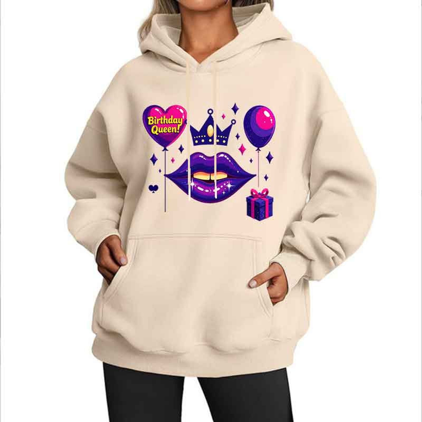 Womens Casual Hoodie with Long Sleeves and Slight Stretch