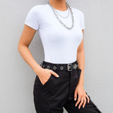Casual Black and White Bodysuit for Women