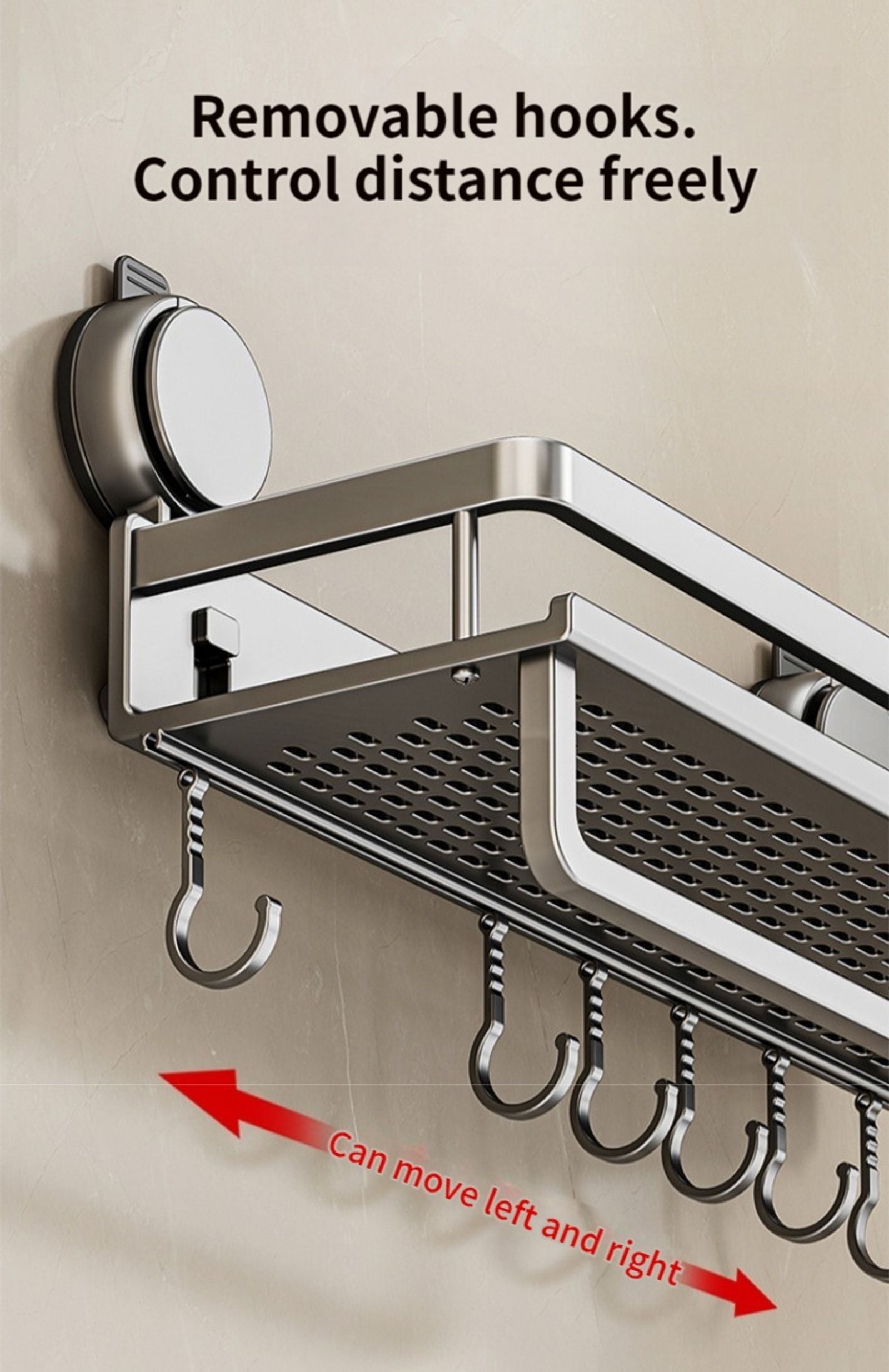 No Drill Suction Cup Bathroom Organizer Rack