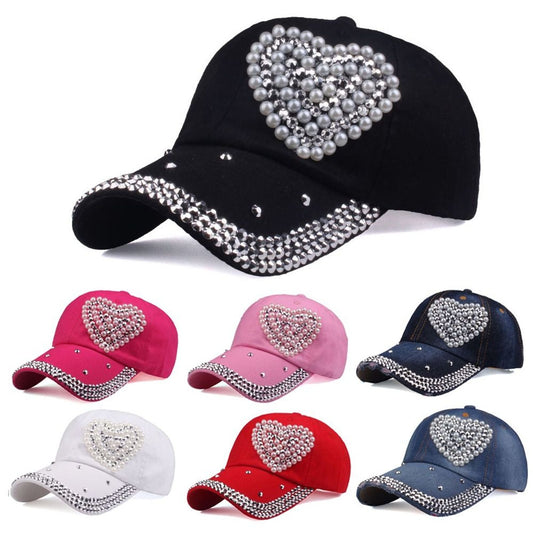 Fashionable Adjustable Baseball Caps with Rhinestones