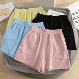 Summer Solid Color High Waist Wide Leg Shorts