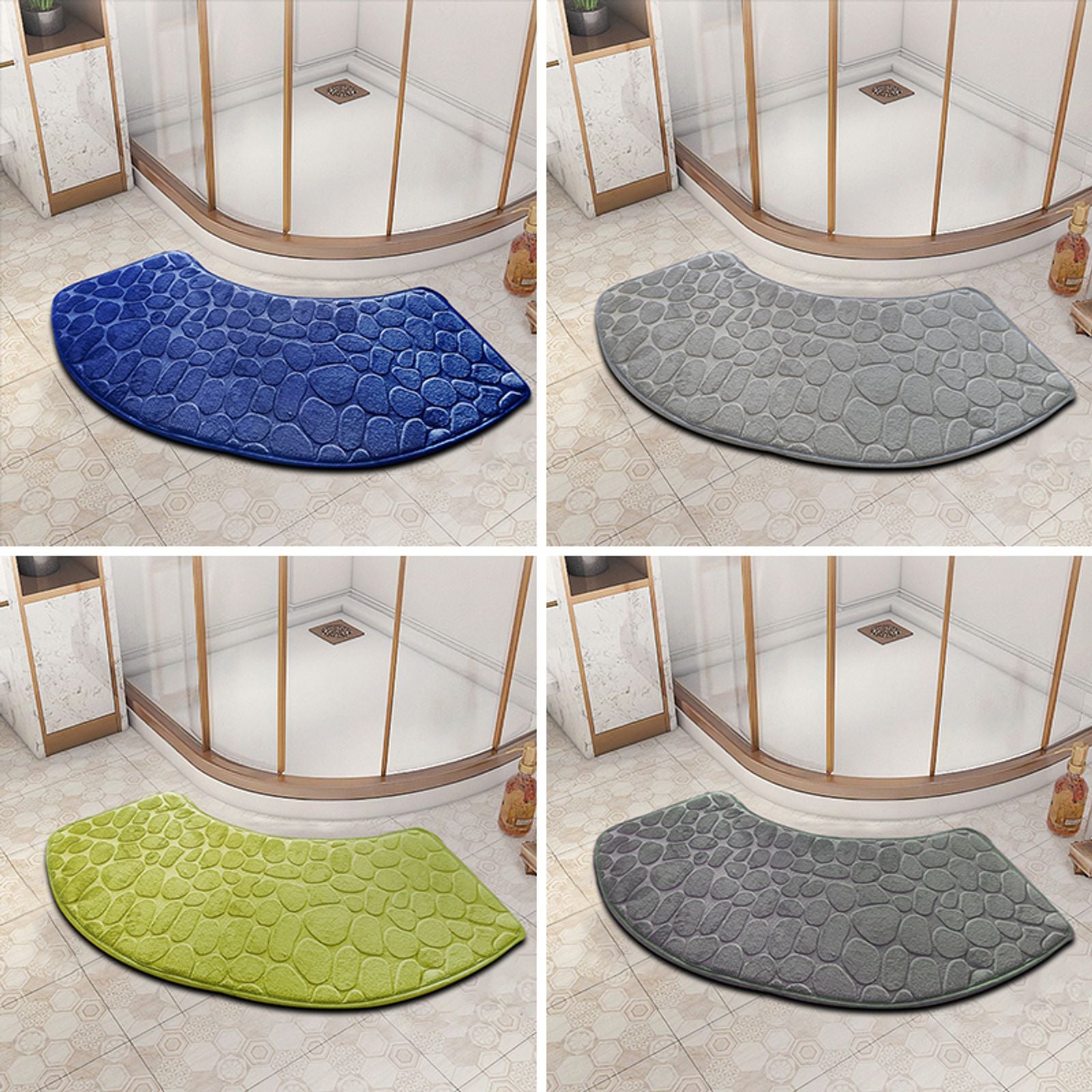 3D Non-Slip Velvet Cobblestone Bath Mat