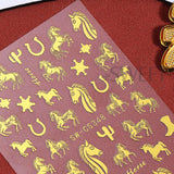 2pcs Bronzing Horse Nail Stickers with Cactus Design