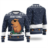 Stay Chill Capybara Riding Scooter Print Sweatshirt