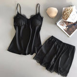 Women’s V-Neck Lace Pajama Suit with Shorts