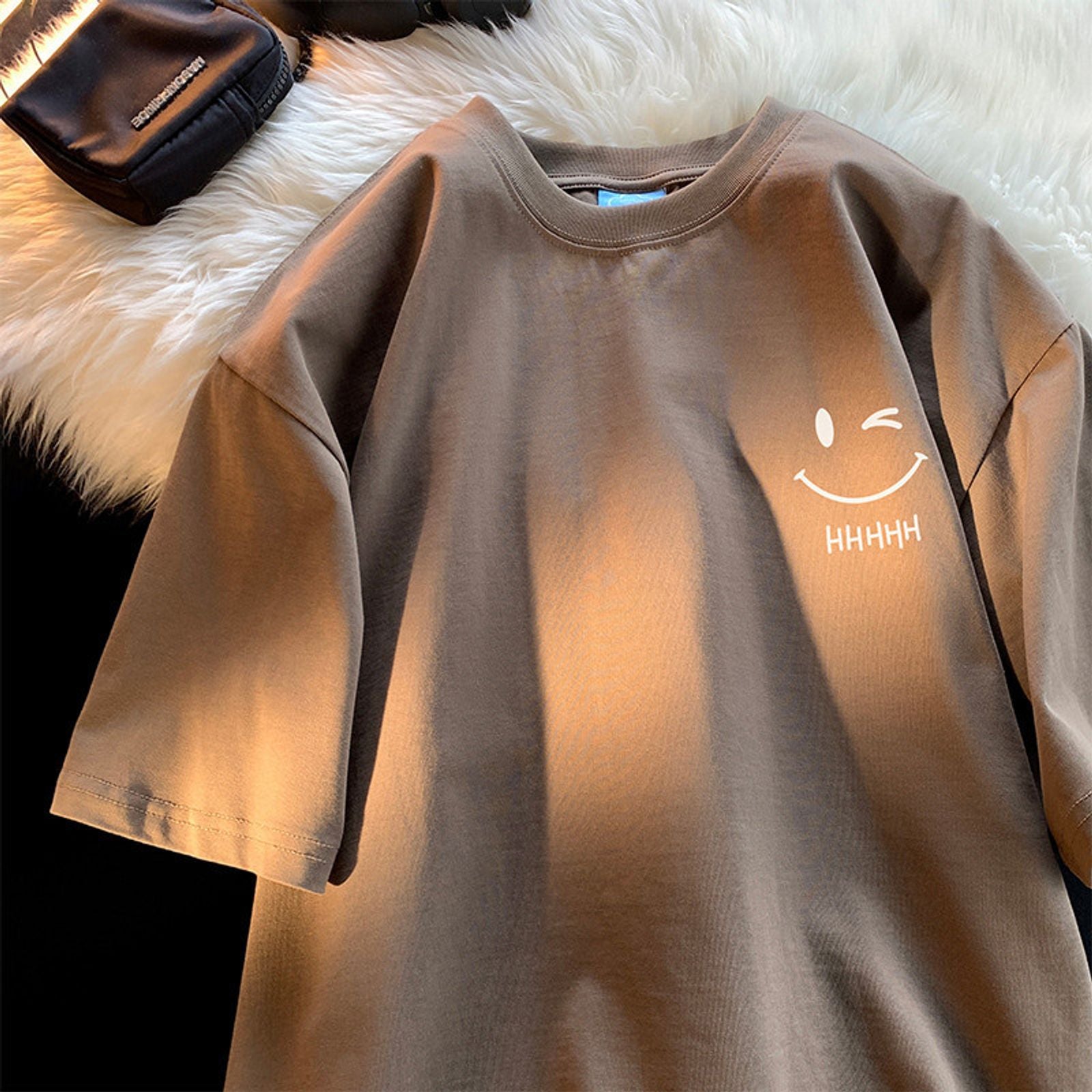 Funny Smiling Face Couple Short Sleeve T-Shirt