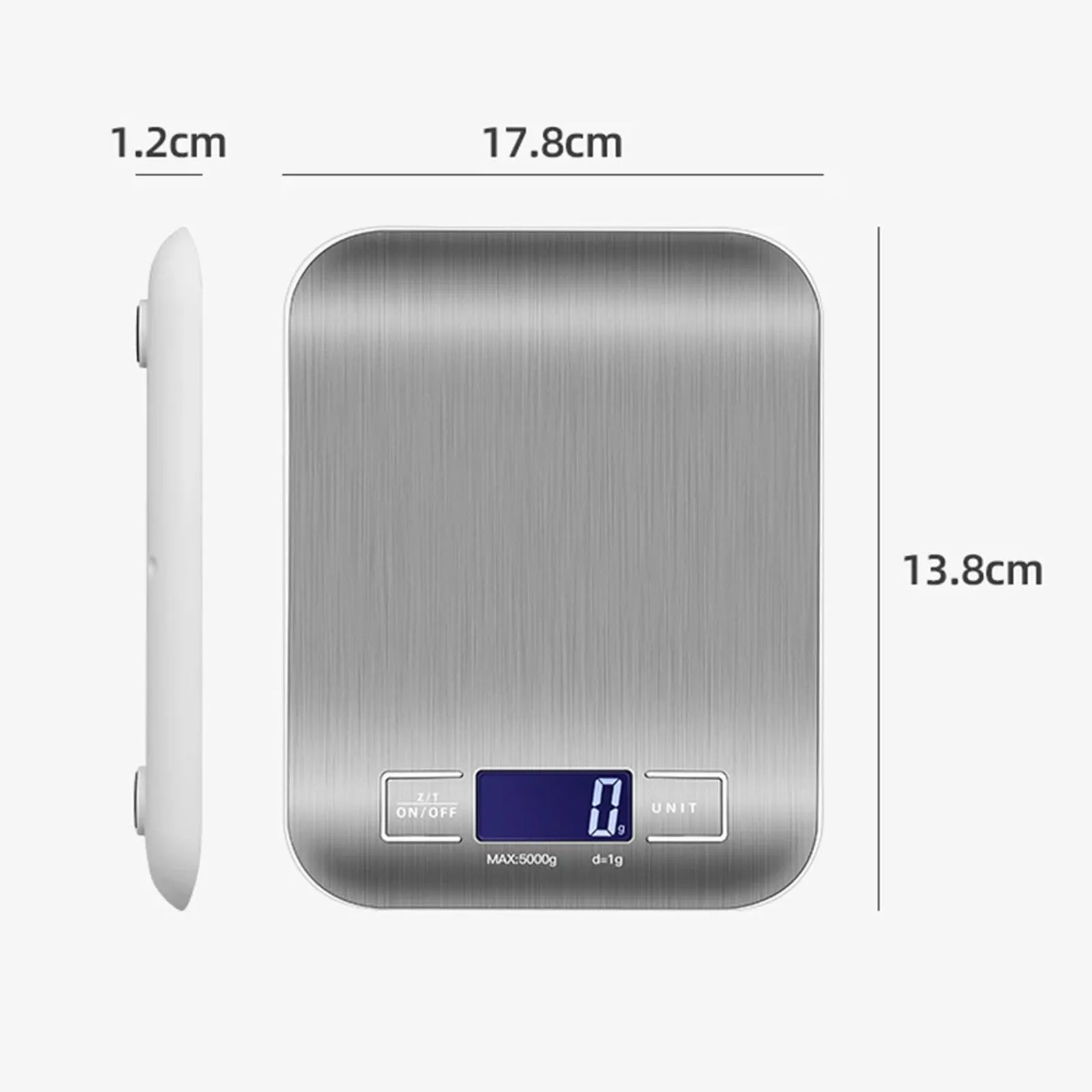 Portable Kitchen Scale with Stainless Steel Surface