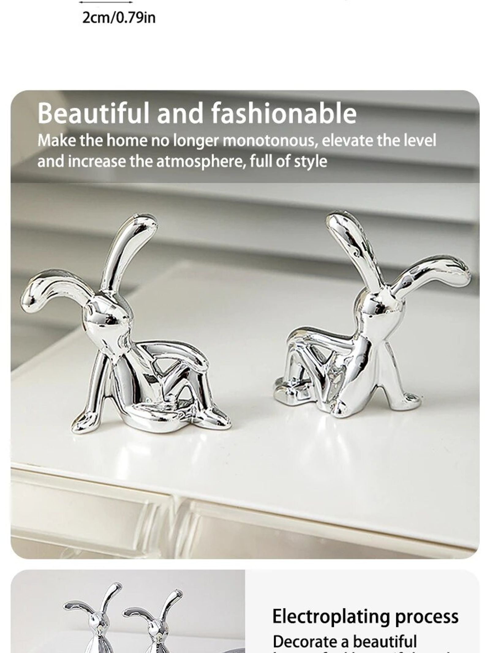 2PC Long-Eared Rabbit Ornaments for Home Decoration