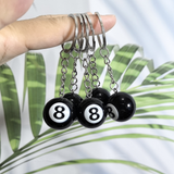 25mm Black No.8 Billiard Keychain Mini Ball Pendant