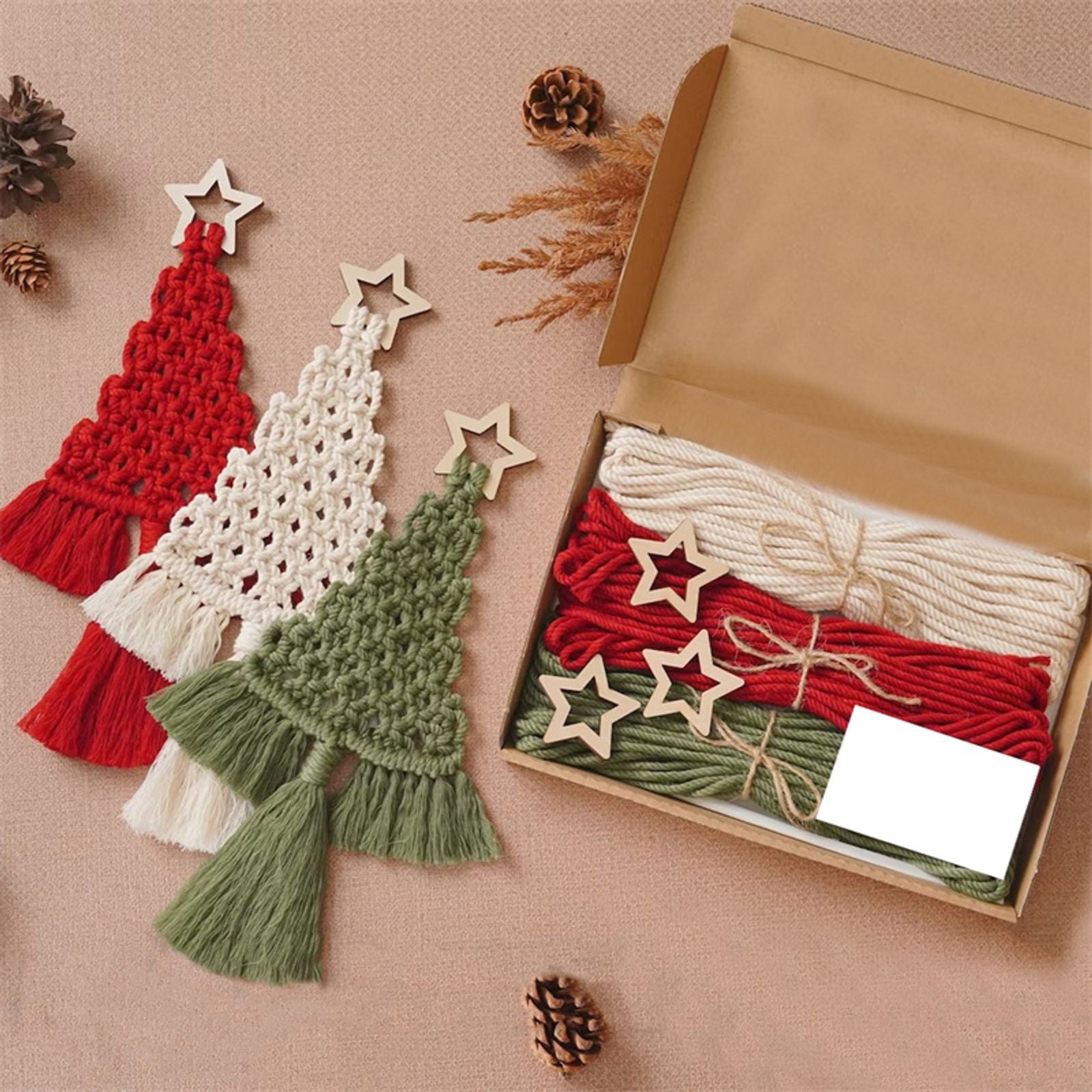 3PCS Macrame Woven Christmas Tree Craft Kit