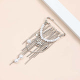 Fashion Metal Heart Tassel Brooch with Pearl and Star Details