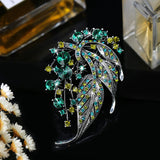 Elegant Colorful Hollow Leaf Brooch for Women