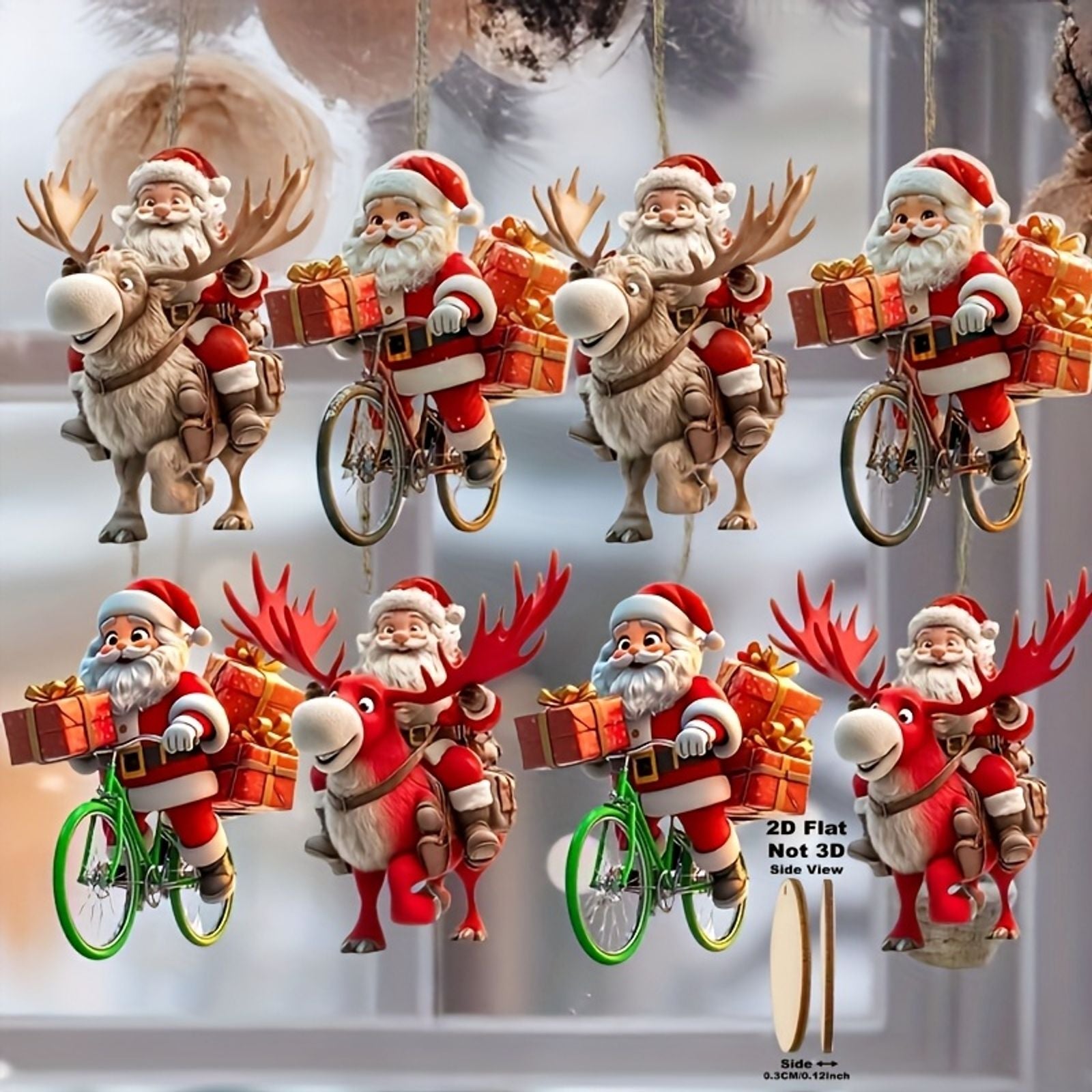 12-Piece Wooden Santa Claus Ornament Set