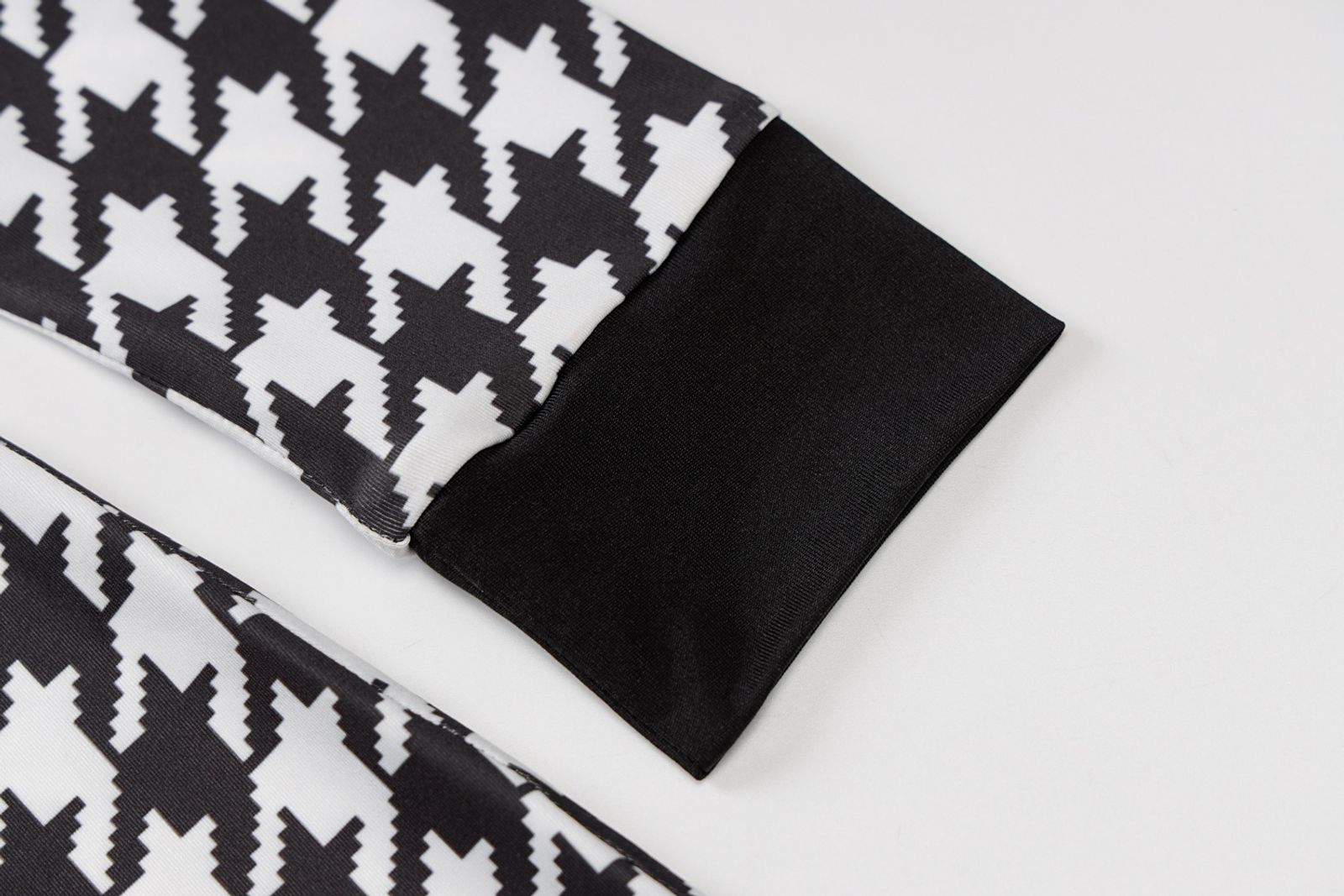 Houndstooth Print Long Sleeve Midi Dress for Women