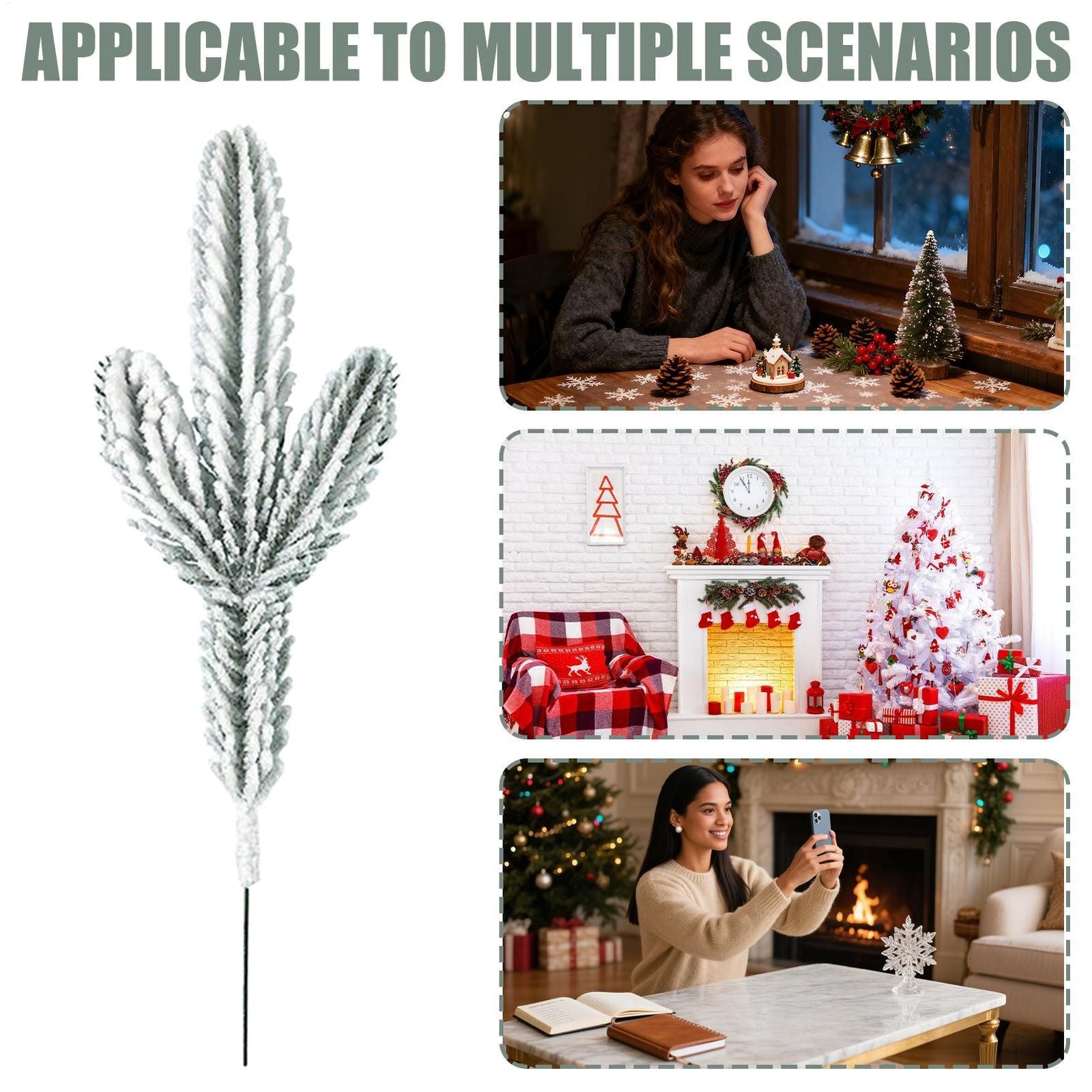 10 Pieces Reusable Christmas Pine Branches for Winter Decor