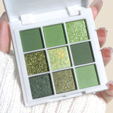 9-Color Eyeshadow Palette in Green and Gold Tones