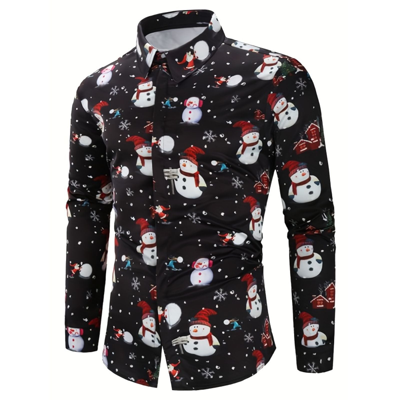 Men's Christmas Elk Graphic Long Sleeve Shirt