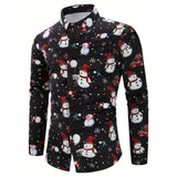 Men's Christmas Elk Graphic Long Sleeve Shirt