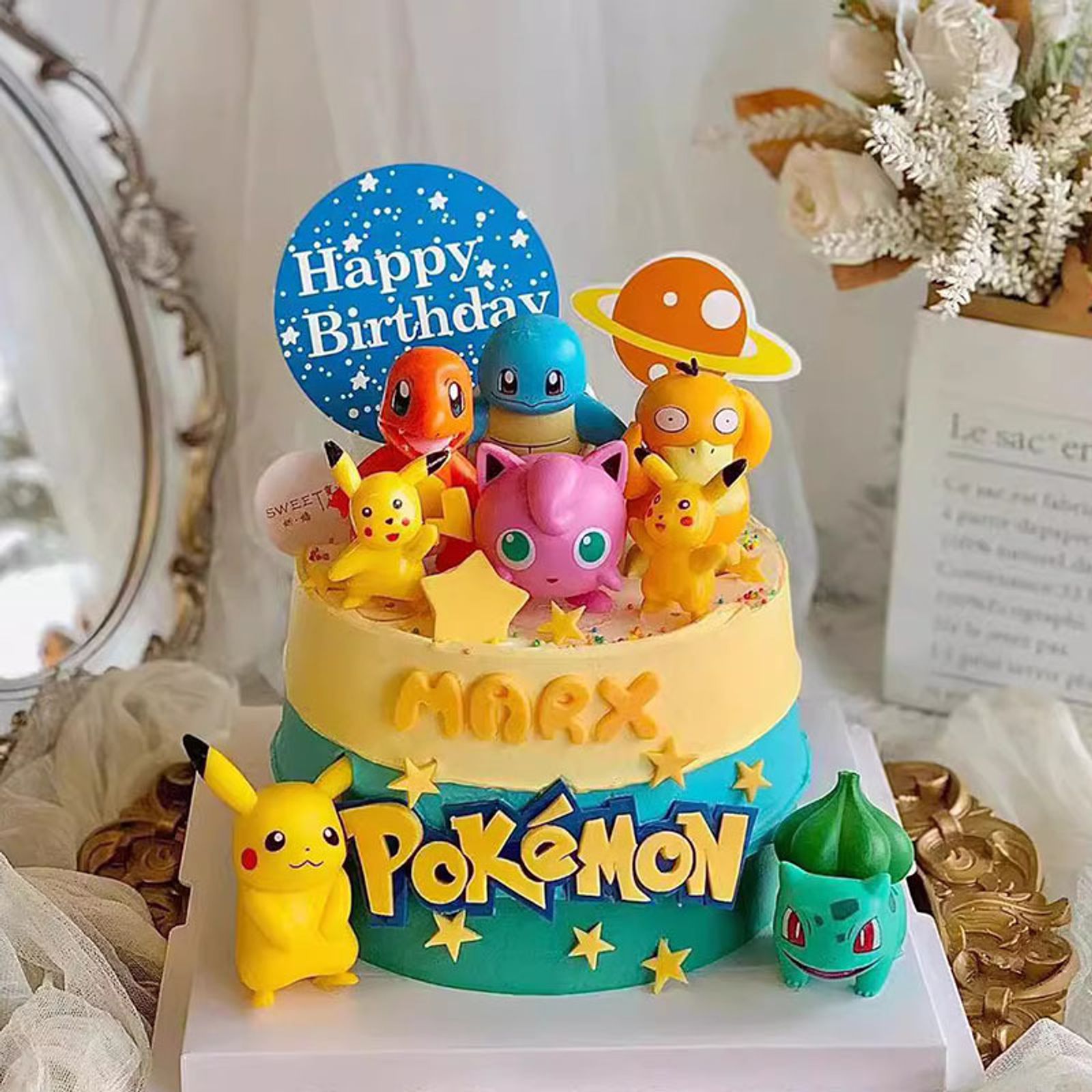 Pokemon Cake Decoration Set with Pikachu and Pokeball