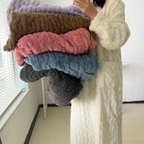 Winter Long Sleeve Double Pocket Flannel Nightgown