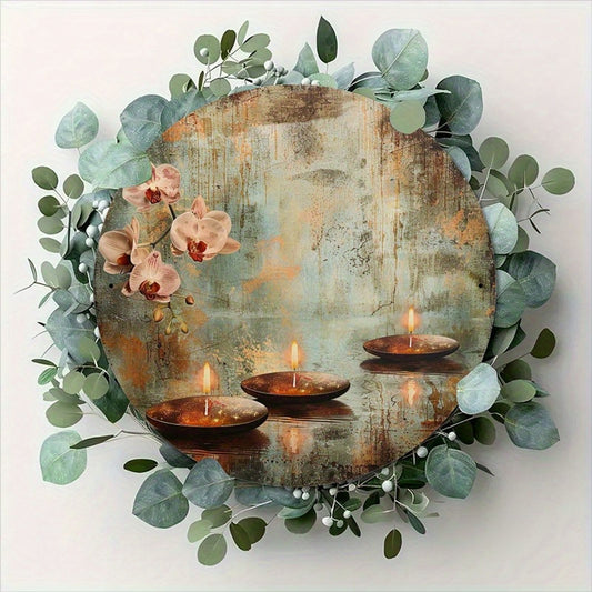 Vintage Orchid Candle Decorative Wall Art Sign