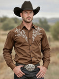 Men's Tribal Pattern Long Sleeve Black Cowboy Shirt