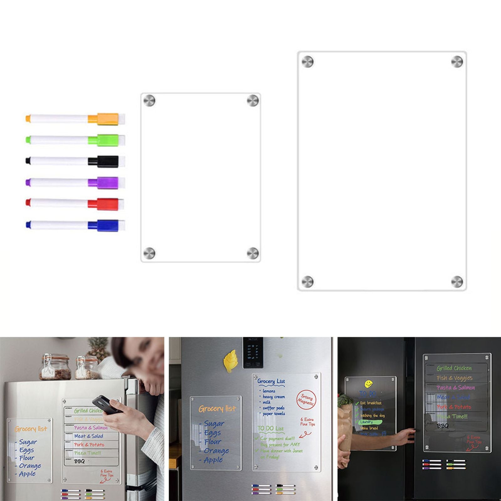 Clear Acrylic Magnetic Calendar - Reusable Dry Erase Board