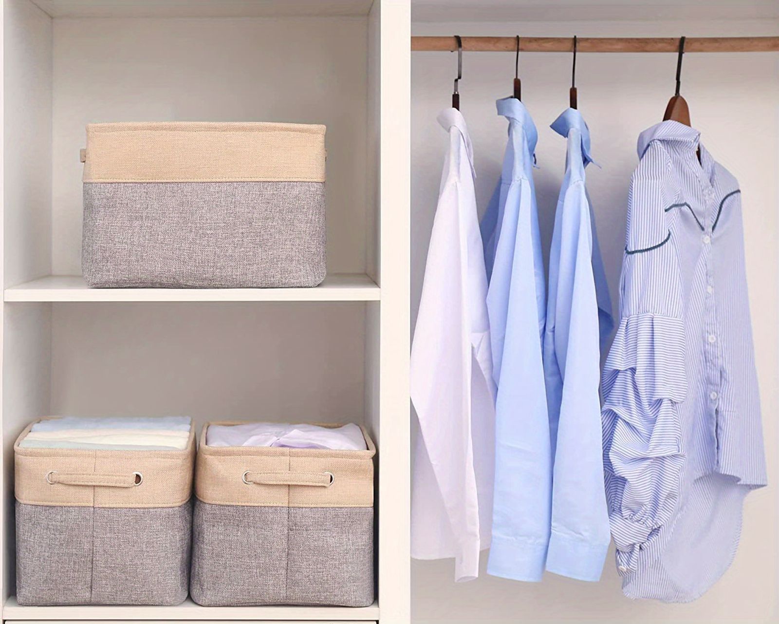 Foldable Linen Storage Bins with Handles for Organizing