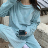 Autumn Women’s Warm Velvet Ribbed Fleece Two-Piece Set