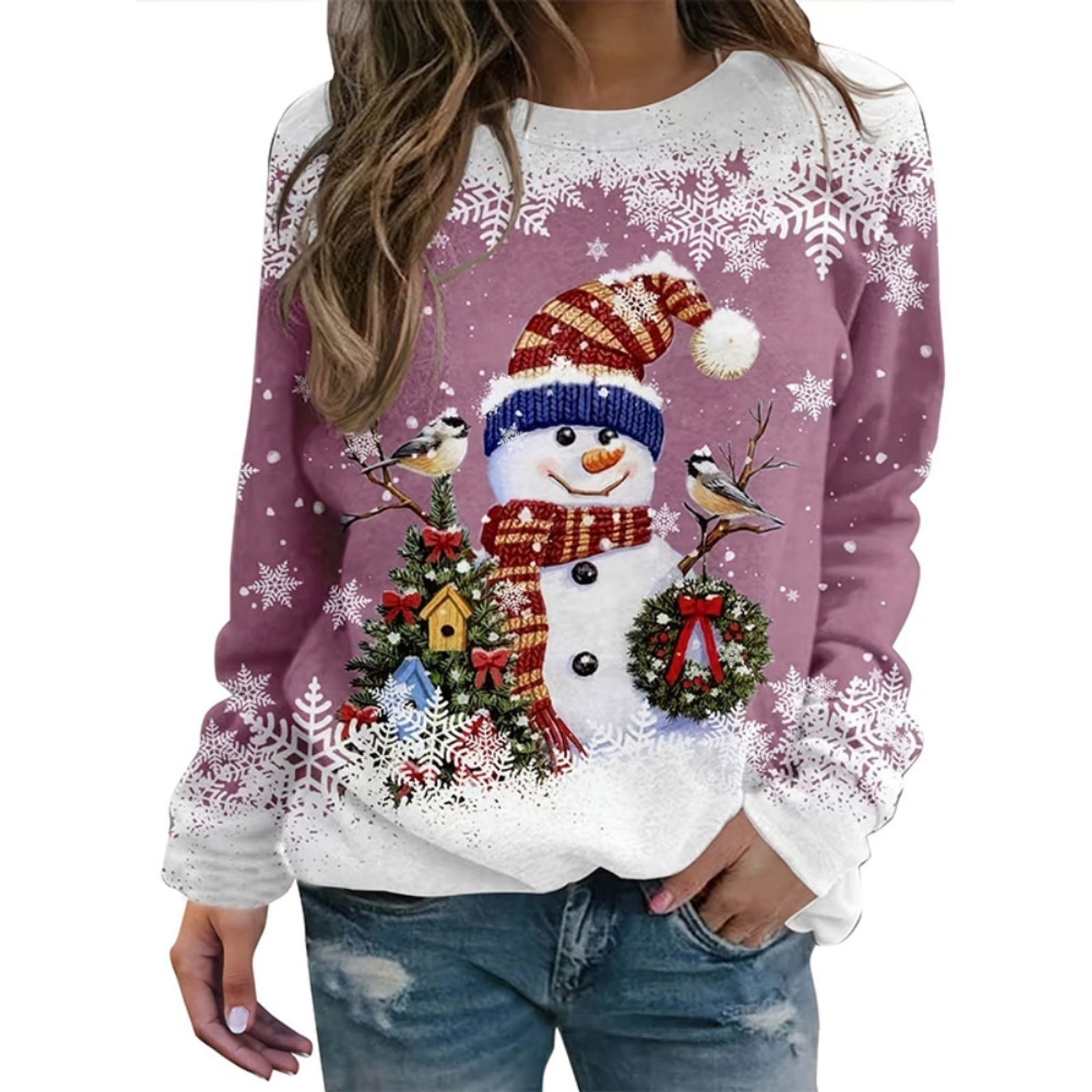 Christmas Snowman 3D Print Sweatshirt for Women