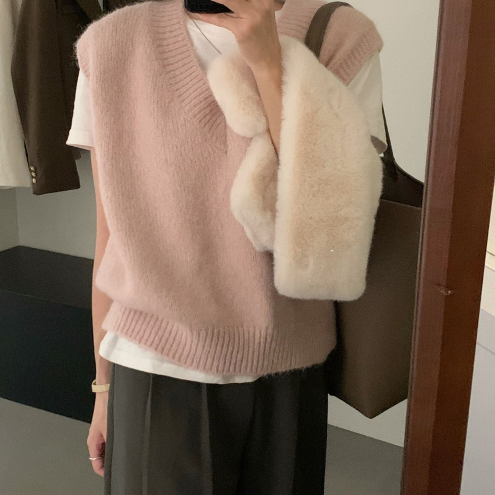 V-Neck Sleeveless Knit Waistcoat for Women