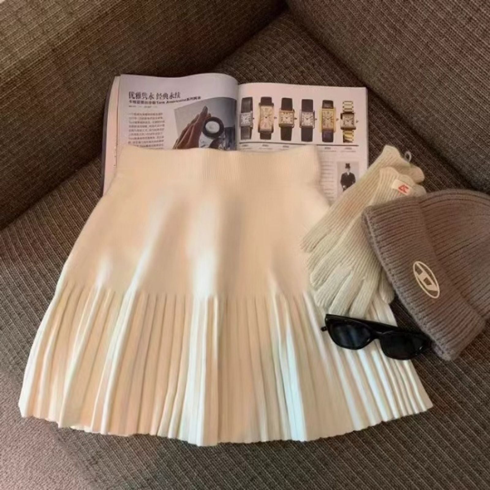 Korean Pleated Mini Skirt for Women