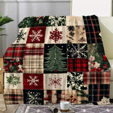 Colorful Christmas Patchwork Cozy Blanket Throw