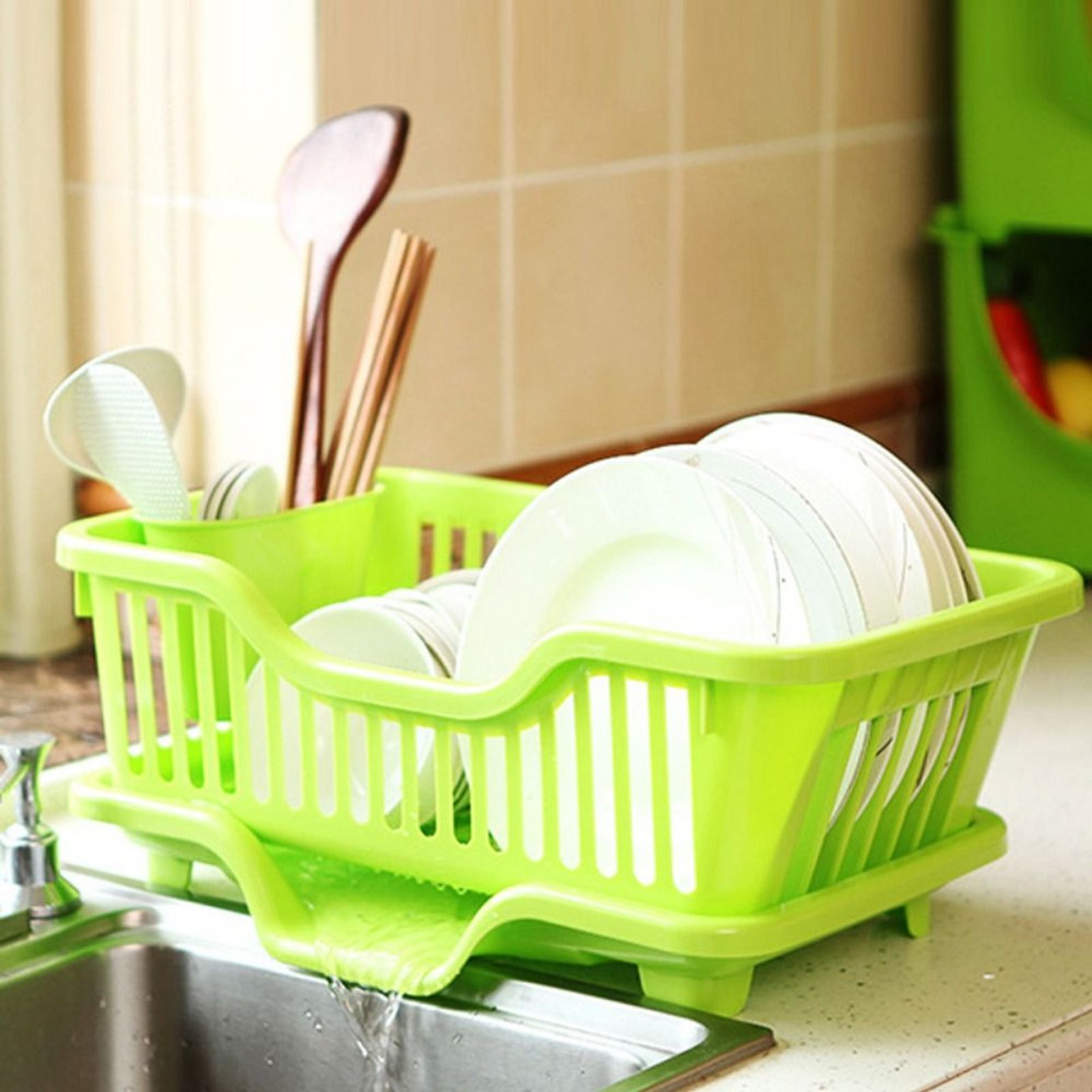 Dish Drying Rack with Drain Board for Kitchen Utensils