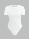 Women's Solid Basic Short Sleeve Bodysuit