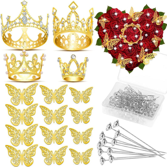 Golden Crown Butterflies Stickers for Valentine's Day