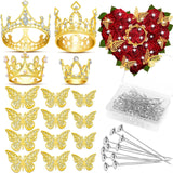 Golden Crown Butterflies Stickers for Valentine's Day