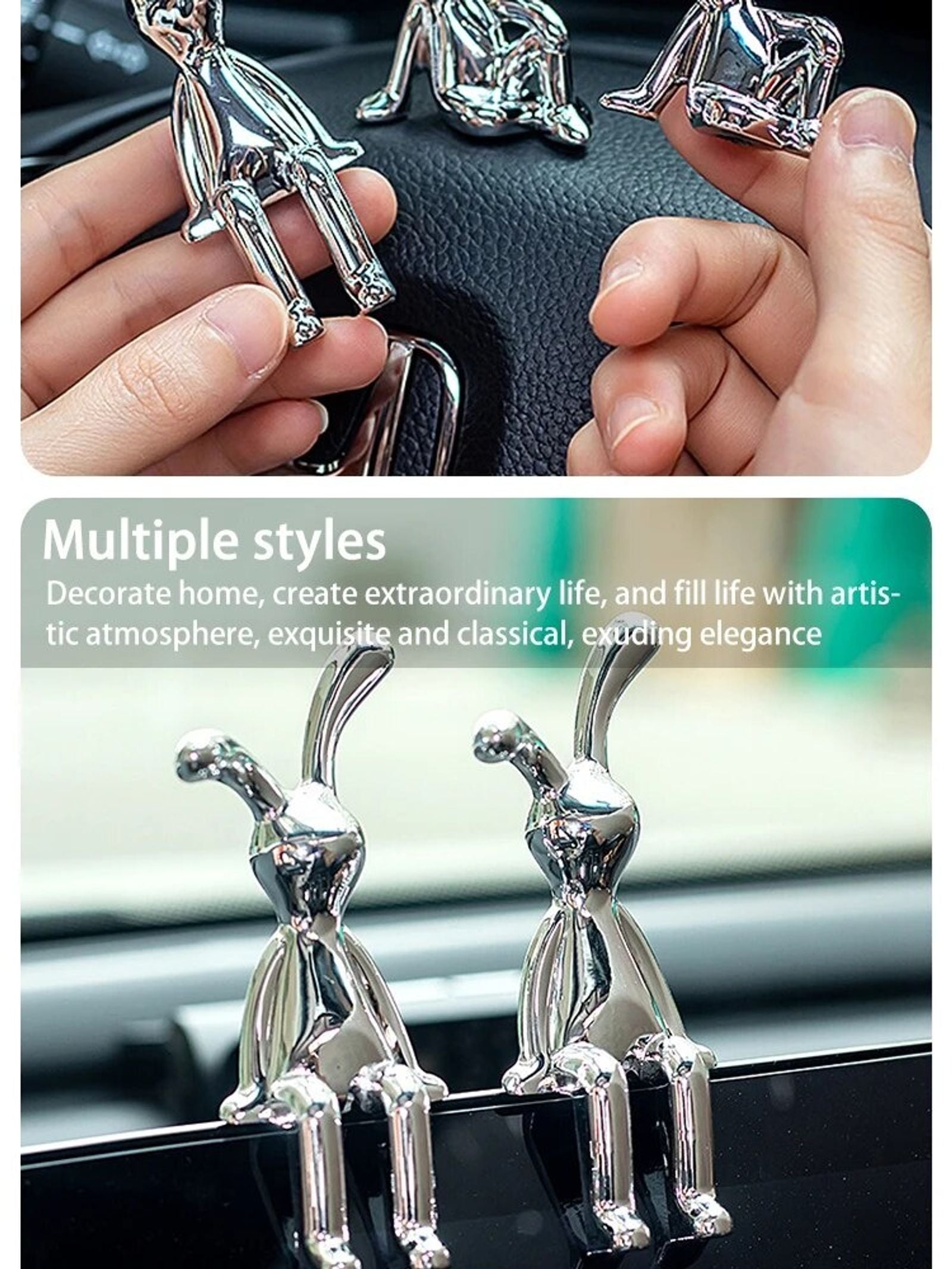 2PC Long-Eared Rabbit Ornaments for Home Decoration