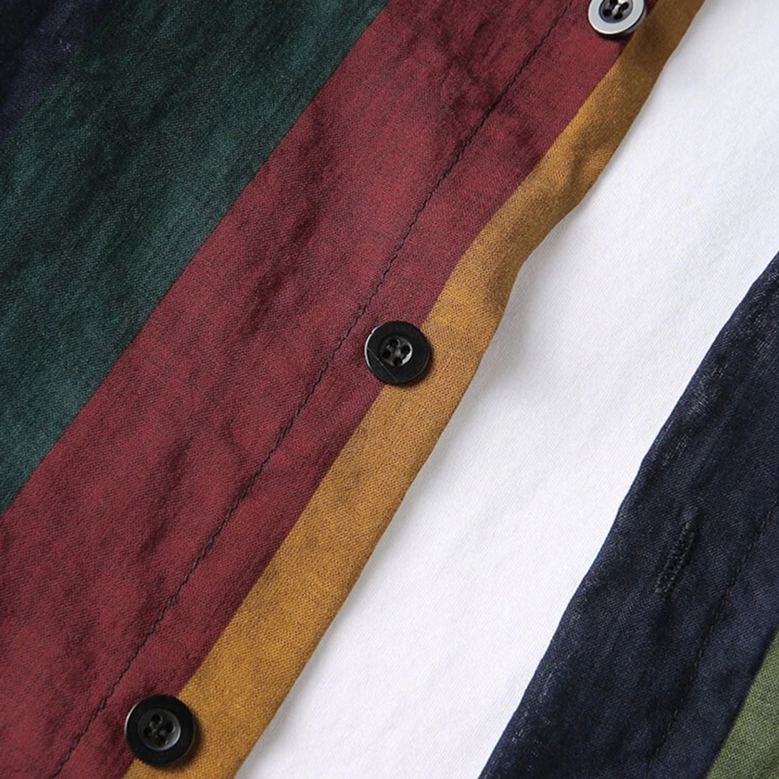 Autumn Men's Colorful Striped Long Sleeve Button-down Shirt